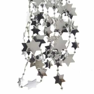 10x stuks zilveren sterren kralenslingers kerstslingers 270 cm