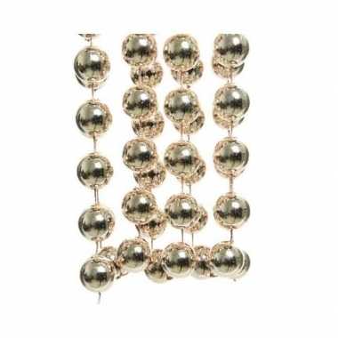 Feestversiering kralen slinger donker parel/champagne sterretjes 270 cm kunststof/plastic kerstversiering