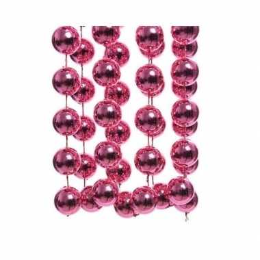 Feestversiering kralen slinger fuchsia roze sterretjes 270 cm kunststof/plastic kerstversiering