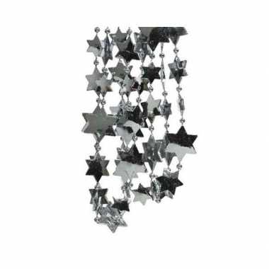 Feestversiering kralen slinger grijsblauw sterretjes 270 cm kunststof