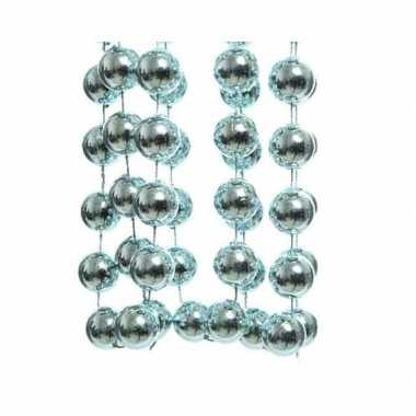 Feestversiering kralen slinger ijsblauw sterretjes 270 cm kunststof/plastic kerstversiering