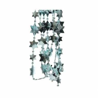 Feestversiering kralen slinger ijsblauw sterretjes 270 cm kunststof/p