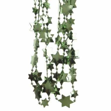 Feestversiering kralen slingers donkergroen sterretjes 270 cm kunststof/plastic kerstversiering 3 stuks