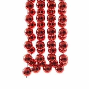 Feestversiering kralen slingers kerst rode sterretjes 270 cm kunststof/plastic kerstversiering 2 stuks