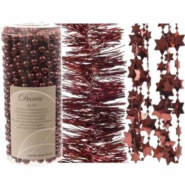 Kerstboom slingers 3 stuks donkerrood