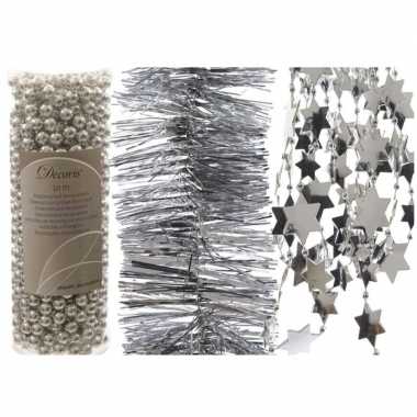 Kerstboom slingers 3 stuks zilver