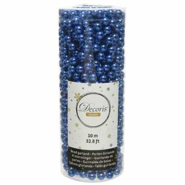 Kobalt blauwe kralenslingers kerstboom slinger/guirlande 10 meter