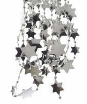 15x stuks zilveren sterren kralenslingers kerstslingers 270 cm