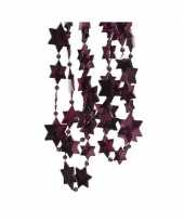 Feestversiering kralen slinger aubergine paars sterretjes 270 cm kunststof plastic kerstversiering