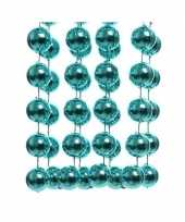 Feestversiering kralen slinger turquoise blauw sterretjes 270 cm kunststof plastic kerstversiering 10137542